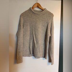 Madewell Rolled Collar Crewneck Women's Sweater in Heathered Grey